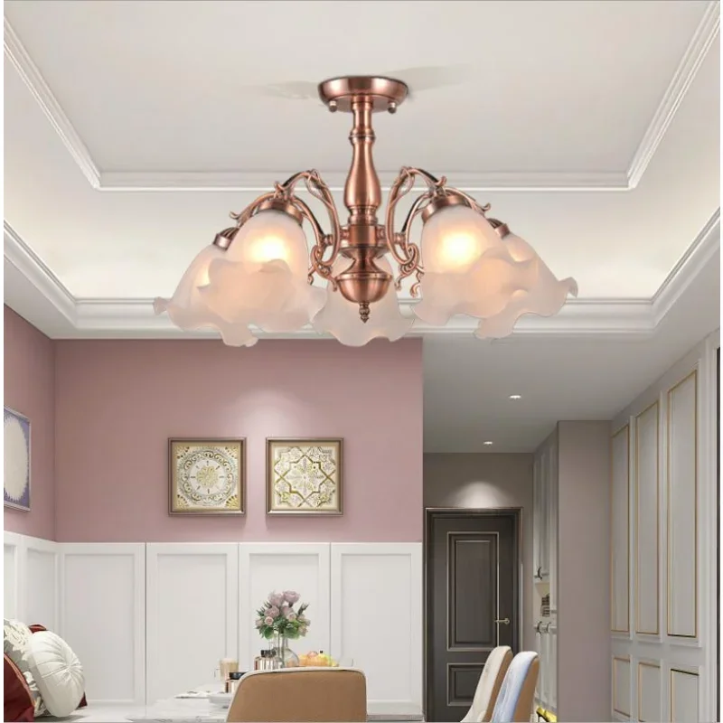 European Ceiling Lamp Living Room Lighting Modern Simple American Iron Ceiling Lamp Home Dining Room Bedroom Chandelier