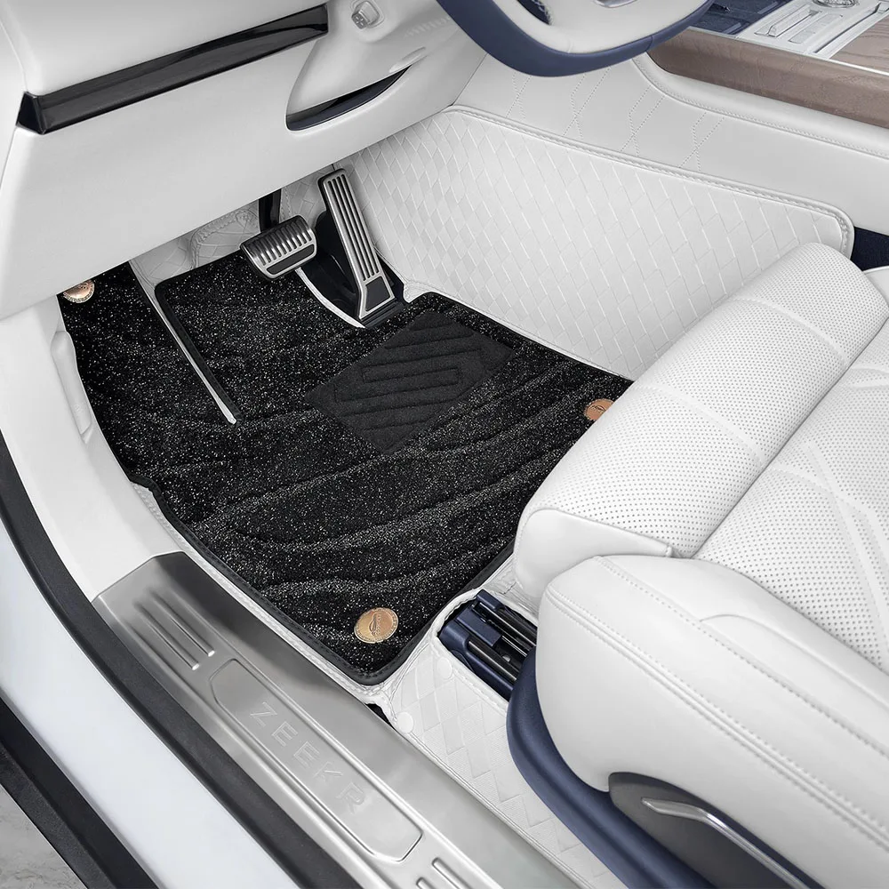 For ZEEKR 9X 2025 2026 Fully Enclosed Leather Starry Sky Floor Mat Car Modification Accessories Double Layer Silk Ring Carpet
