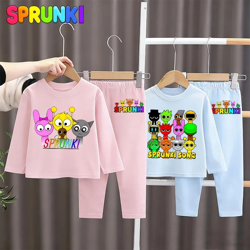 

Пижама Sprunkis с длинными рукавами, ночная рубашка с мультяшным принтом, теплая домашняя одежда для весны и осени, мягкая домашняя одежда, подарки на день рождения
