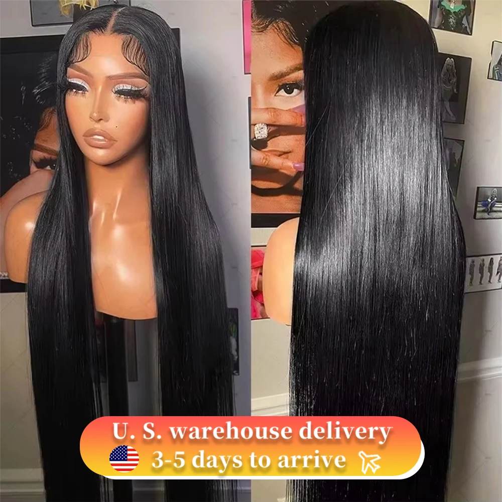 

GEFILY 220% Density 13x6 Hd Transparent Lace Frontal Wig 13x5 Bone Straight Lace Front Human Hair Wig Black Raw Pre Plucked Wigs