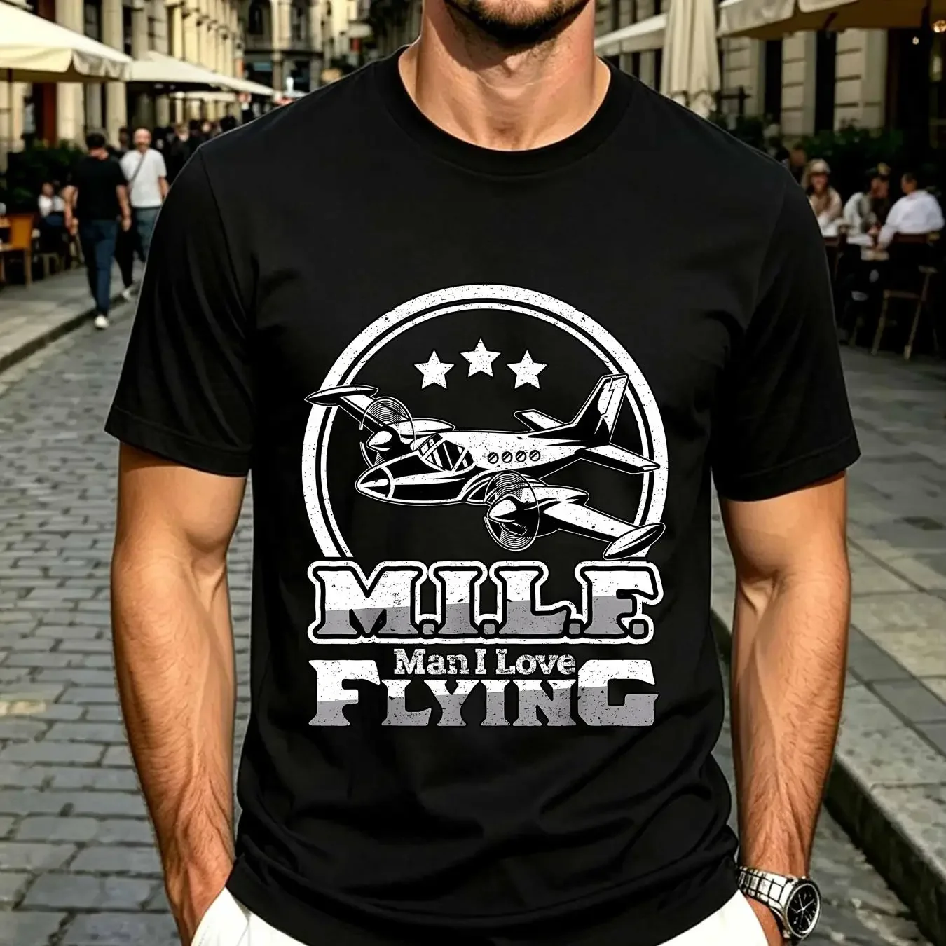 washed T Shirt NEW LIMITED Funny Man I Love Flying Airplane Aviation Pilot Design S 5XL vintage Washed Breathable Soft Casual