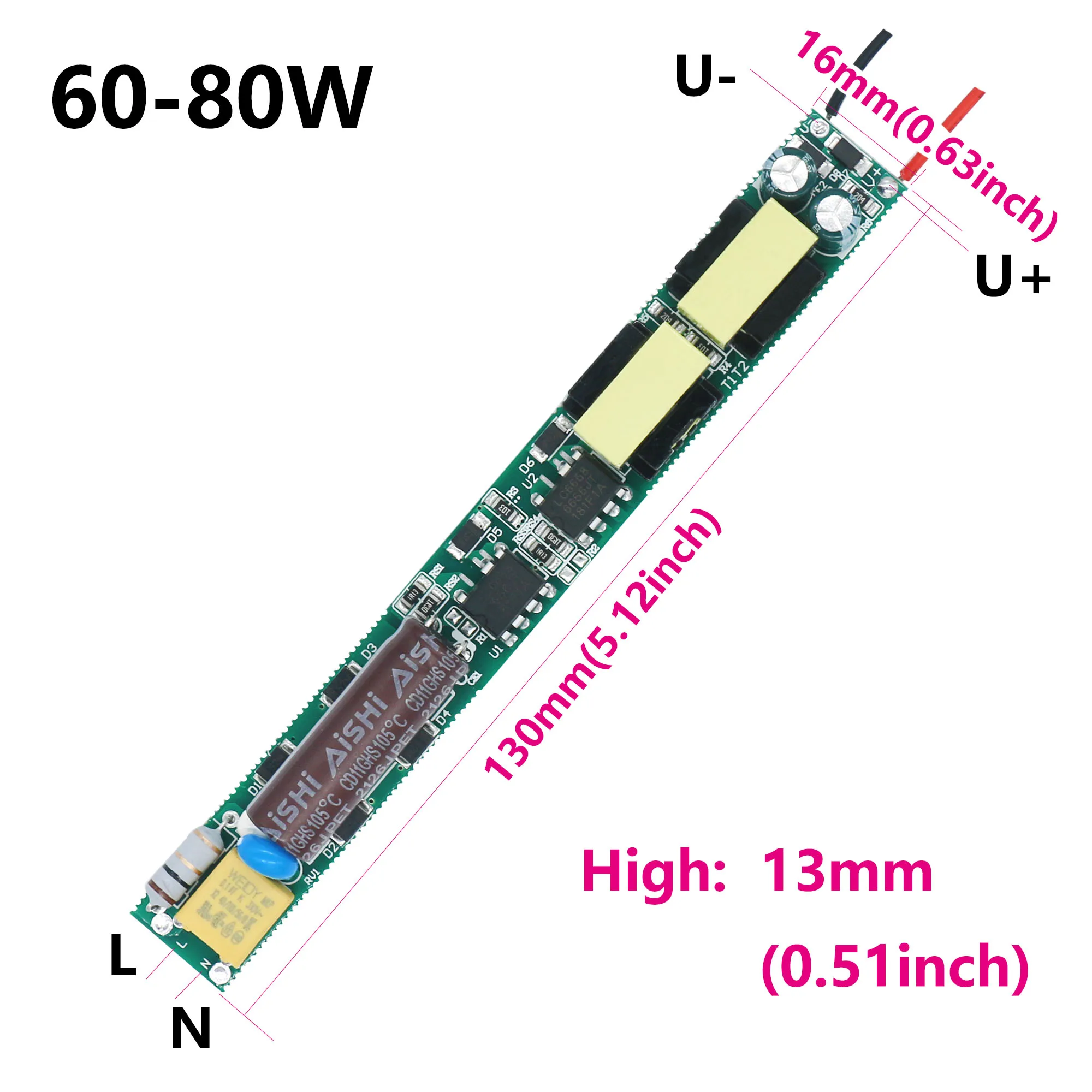 Imagem -02 - Led Driver 60w 70 80 600ma Adaptador de Alimentação Fonte de Alimentação Transformador de Iluminação Led Caber Tiras Led Tubo Retângulo Peças Ac200240v