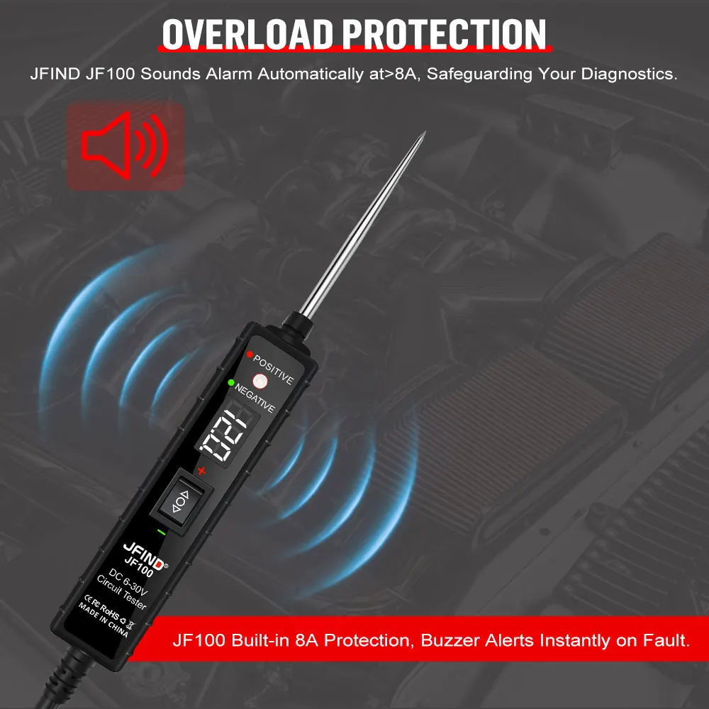 سيارة جهاز فحص الدائرة الكهربائية 6 فولت-30 فولت السيارات متعددة الوظائف القيادة اختبار سيارة جهاز قياس الجهد الكهربائي مسبار الطاقة لشاحنة موتو سيارة