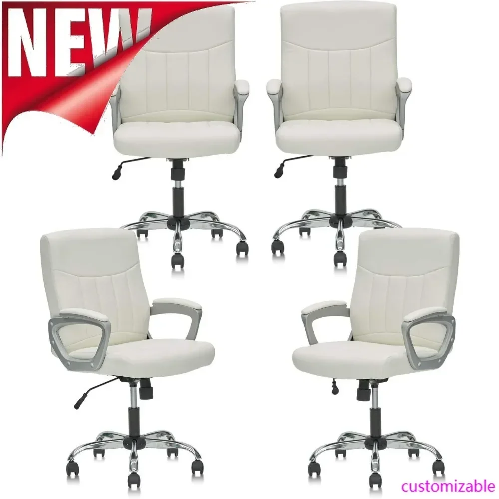 

Best-Office Computer Desk Chair Executive Mid Back Chair Comfortable Ergonomic Managerial Chair Adjustable PU Leather Home