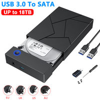 USB3.0 3.5 Inch SATA Hard Drive Enclosure External Hard Drive Case with 12V Power Adapter HDD SSD Reader Box Up To 18TB