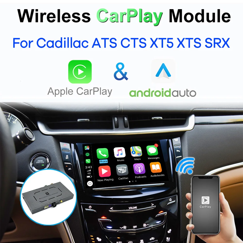 Wireless CarPlay For Cadillac ATS CTS XT5 XTS SRX 2014 - 2017 Android Auto Module Box Video Interface Mirror-Link