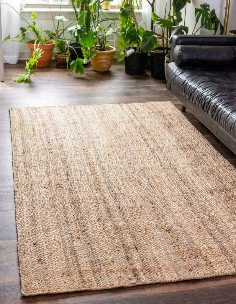 Jute Rug Carpet Runner Natural Jute Reversible Braided Modern Rustic Look Fur Rugs for Living Room