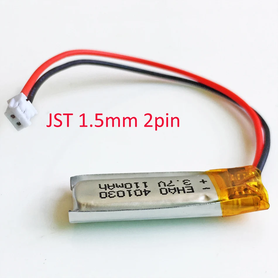 3.7V 110mAh litowo-polimerowa LiPo akumulator JST ZH 1.5mm 2pin wtyczka 401030 dla Mp3 GPS słuchawki z bluetooth zestaw słuchawkowy