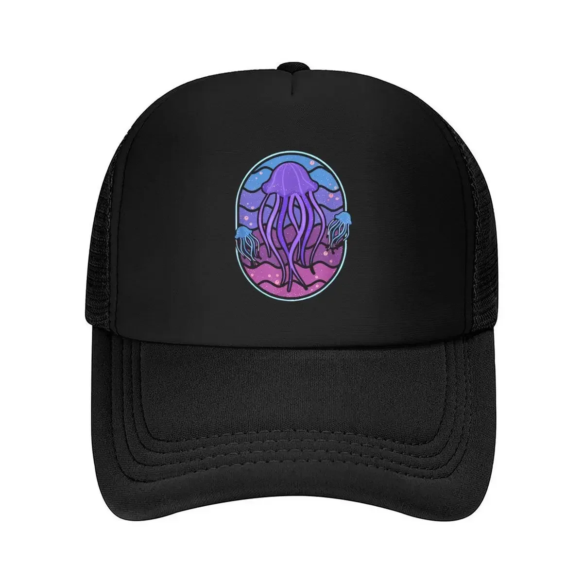 New Colorful Jellyfish in an Underwater - themed Illustration Mesh Baseball Cap