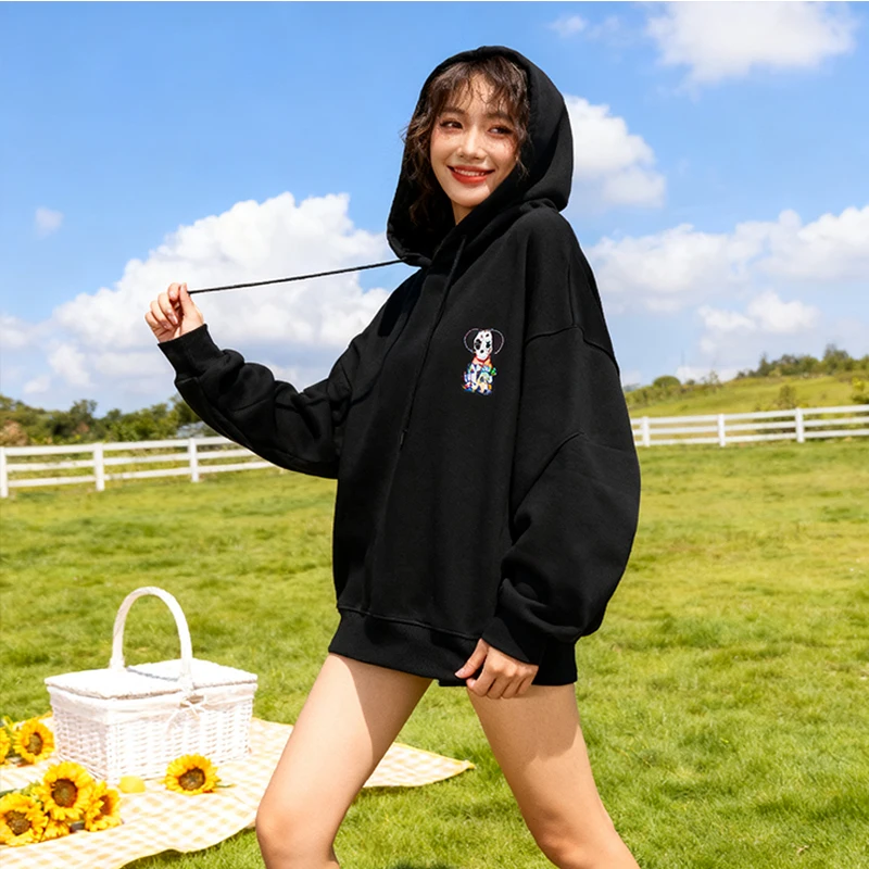 Pull à capuche solide pour hommes et femmes, tendance de rue, mode européenne, Harajuku, gothique neutre, rétro, Style large, cravate ronde, couleur de poche