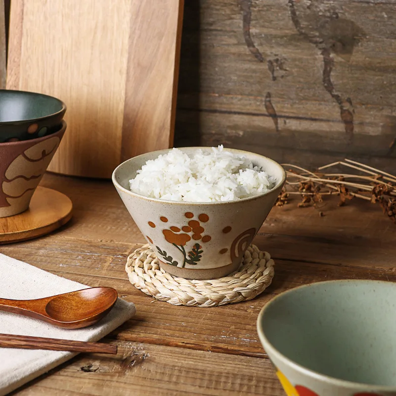 

Japanese Ceramic Bowl Set Hand Painted Underglaze Stoneware Rice Noodle Soup Bowl Home Tableware