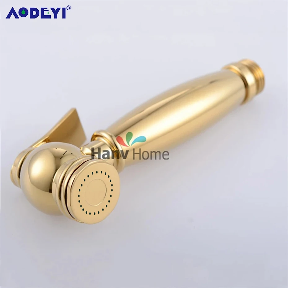 Gold Brass Bathroom Hand Held Bidet  Sprayer Faucet  Spray Gun & Holder Hose Conector &1.5m Shower Hose