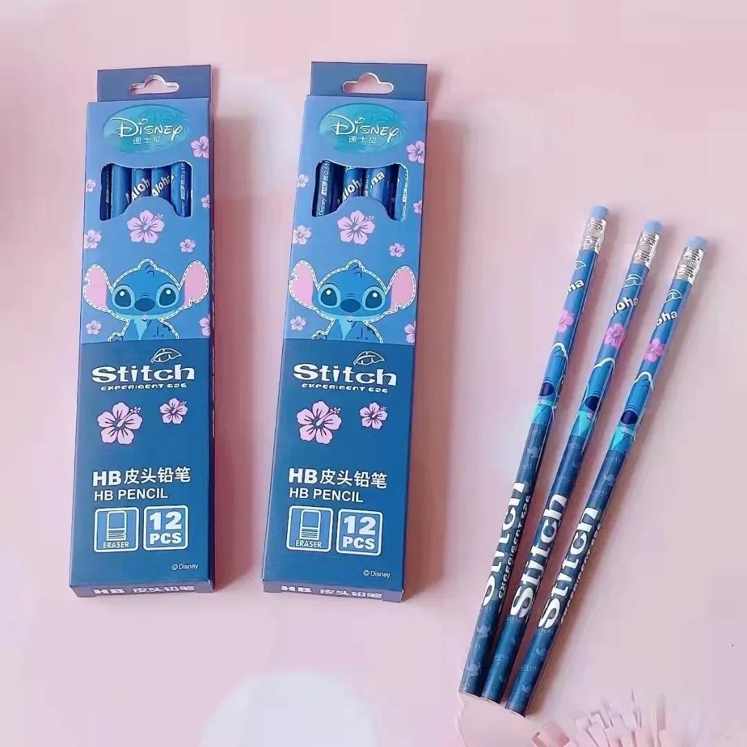 Disney Stitch Pencil Cute Cartoon Minnie Mickey Winnie The Pooh Action Anime Figures Belle Alice Pencil Cartoon Childrens Gifts