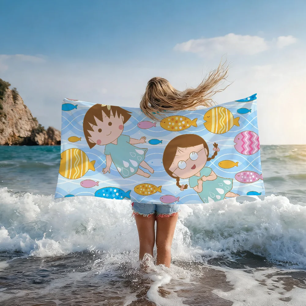 Cartoon C-Chibi Maruko-chan Cute Towel Shower Sauna Travel Spa Quick Dry Gym Accessories Soft Large Beach Towels