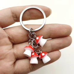 Cute Cartoon Mushroom Keychain Resin PendantKeychain Color Mushrooms Keychain Forest Fairy Party Men or Woman Jewelry Gift