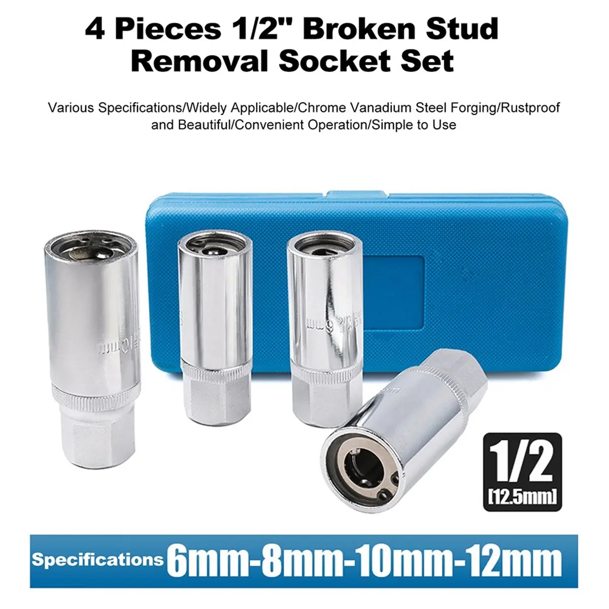Best sales 2026 Damaged Extractor Drill Broken Stud Removal Socket Tools Bolt Extractor with Solid Storage Case 6/8/10/12mm