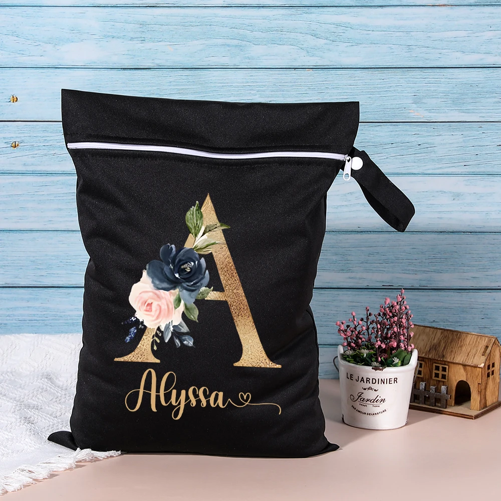 Personalized Travel Storage Bags Swim Wet Dry Bag Initial with Name Portable Waterproof Swimwear Pouch Diaper Bags Gift for Her
