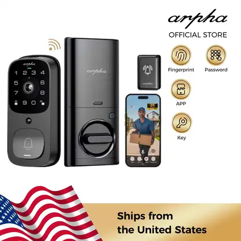 Arpha Smart Lock AL501 All-in-One WiFi Smart Door Lock 6 in 1 Video Camera with Doorbell Fingerprint Keyless 32GB Digital Keypad