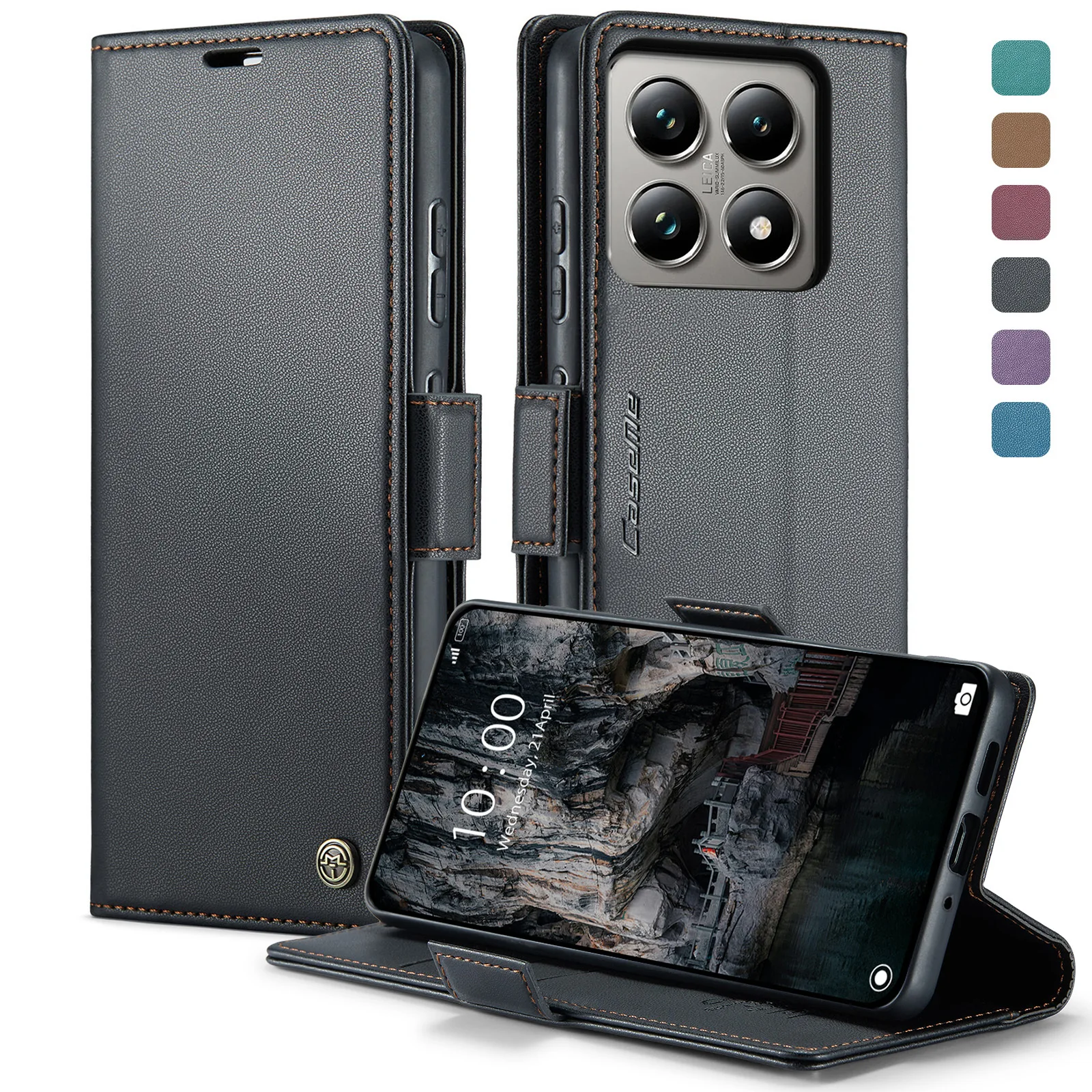 

Роскошный кожаный флип-чехол для телефона Xiaomi 14T Pro/14T, чехол-кошелек для карт, деловой кожаный чехол с вышивкой для Xiaomi 13T/12T/11T
