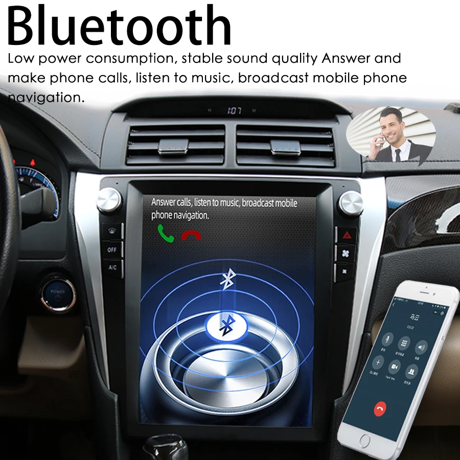 For Toyota Camry XV 50 55 2011 - 2014 Car Radio Multimedia Video Player Navigation GPS Wireless CarPlay Tesla 12.1Inch Screen