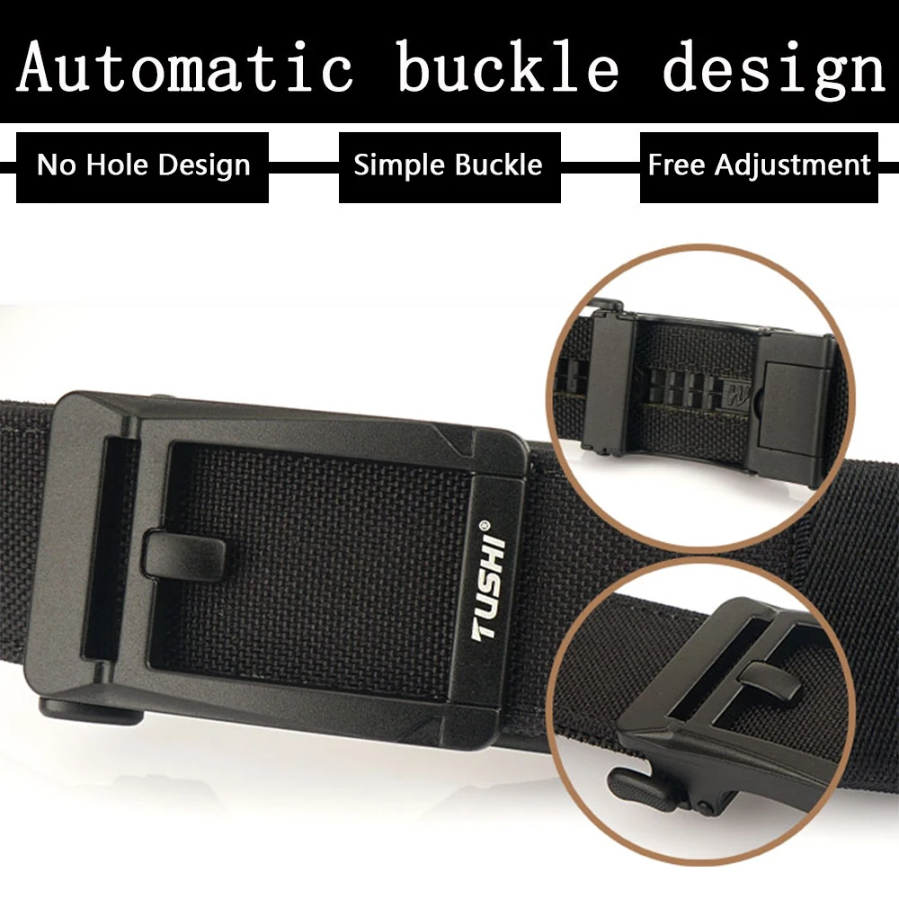 TUSHI New Rigid Tactical Belt for Men Metal Buckle Quick Release Police Duty Military Gun Belt Thick Nylon Casual Trouser Girdle