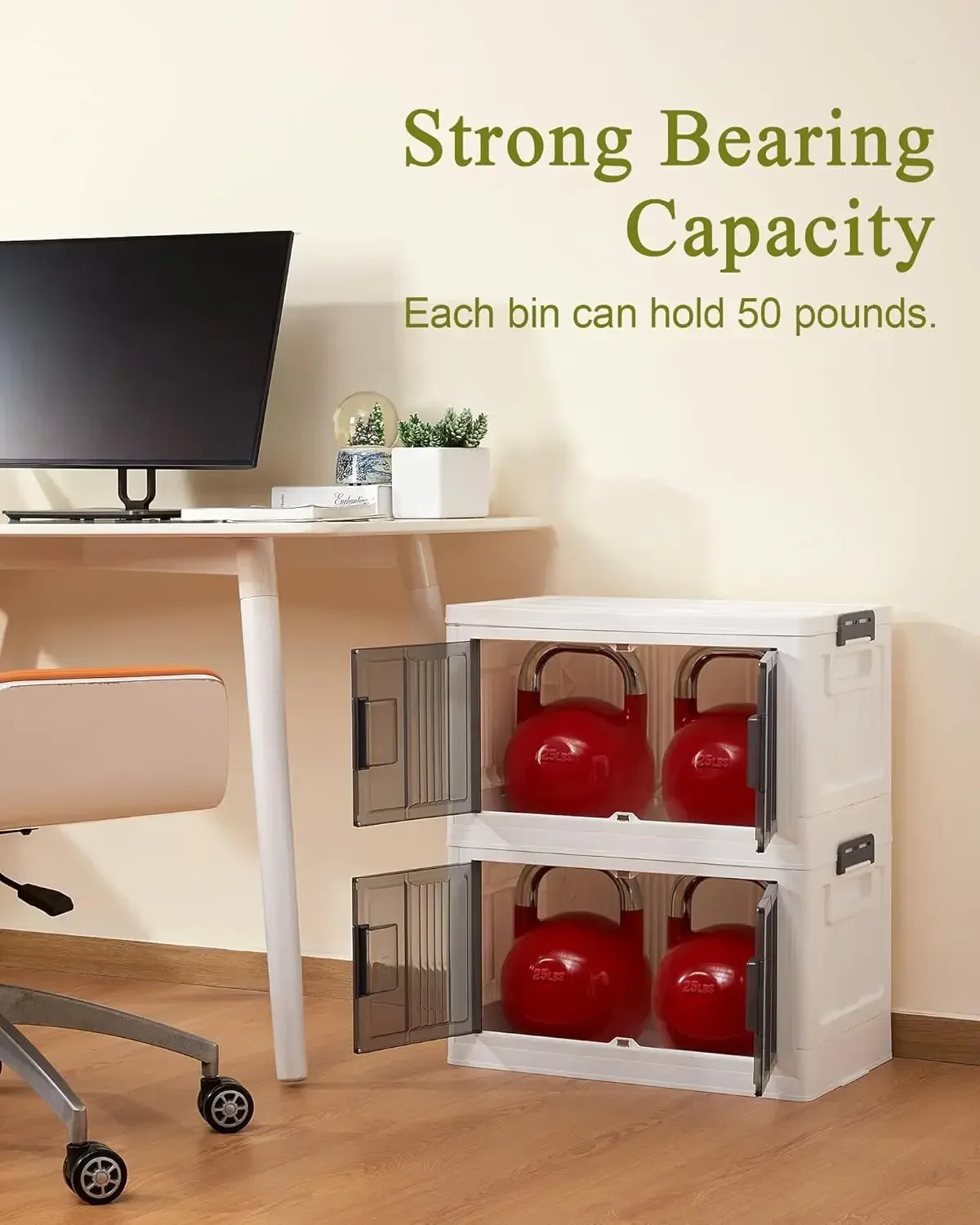 Storage Bins with Lids - Folding Storage box with Doors and Wheels, Collapsible Plastic Storage Bins for Closets,