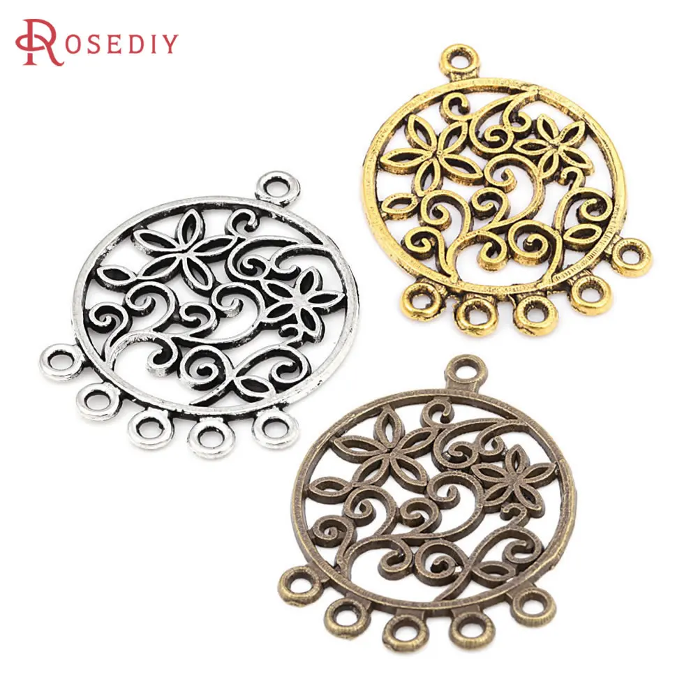 20PCS Zinc Alloy with Flower Round Earrings Connector Charms Diy Jewelry Making Supplies Earrings Accessories for Women