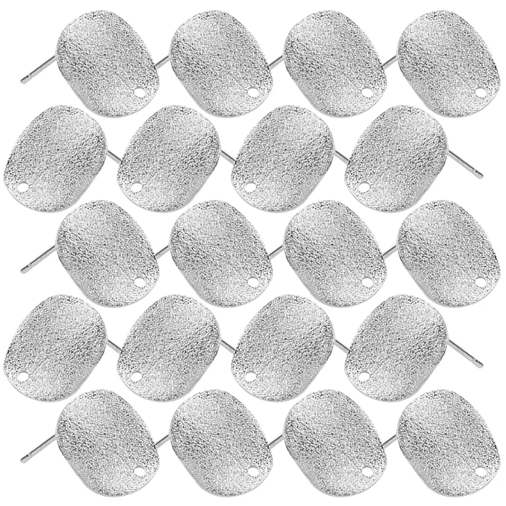 

30 Pcs Tray Round Ear Needle Jewelry Earrings Stud Finding Alloy Making Supplies