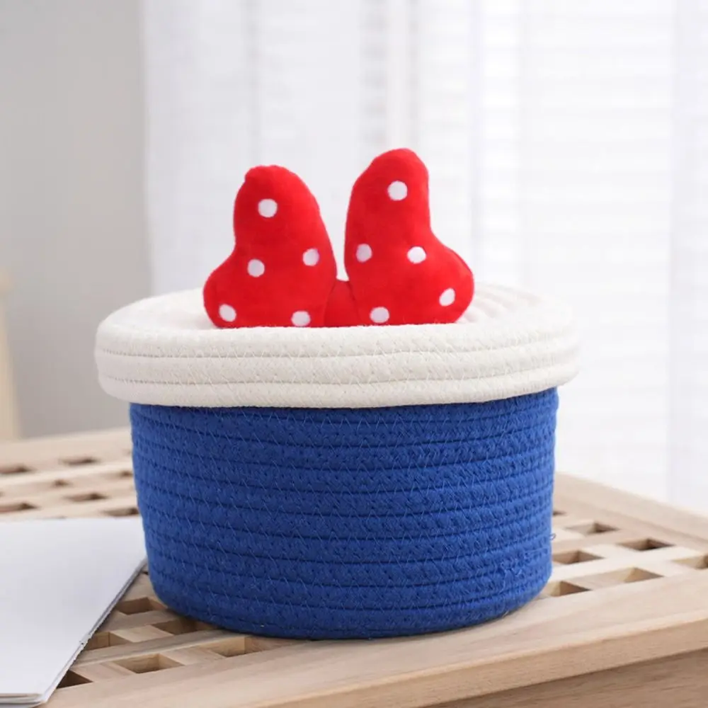 

Desktop Organizer Desktop Storage Basket With Cover Environmentally Large Capacity Cotton Woven Storage Basket Storage Container