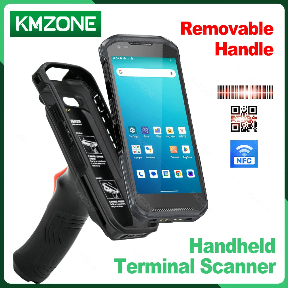 Android 13 Handheld Rungged PDA with Grip Handle 1D 2D QR Barcode Scanner WiFi POS Terminal 4G Wifi Data Collector 6GB+64GB