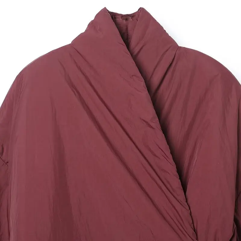 Nowa zimowa damska kurtka kimono z trzema kolorami, z podwójnym kołnierzem, codzienna, z długim rękawem, bawełniana, wiązana kurtka bawełniana.