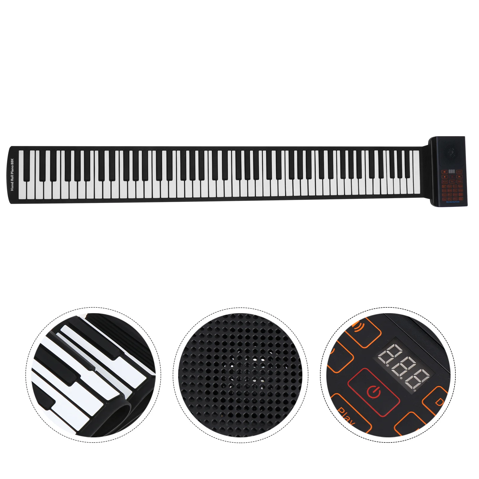 

88 Keys Portable Electronic Piano Roll Up Silicone Keyboard With Recording Vibrato Effect Built-In 128 Tones 20 Demo Songs