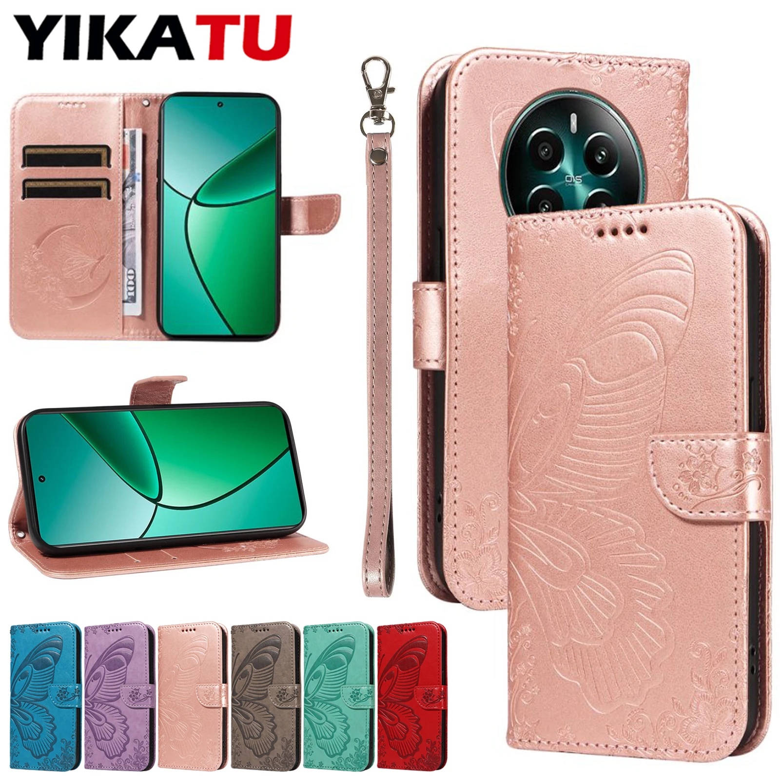 Чехол-кошелек для OPPO Realme Narzo GT NEO6 6T 5G N63 70 50i 50A Prime 4G 14X 14 13 12 11 10 Pro Plus 11X V23 V20 V11 P1 Note 50