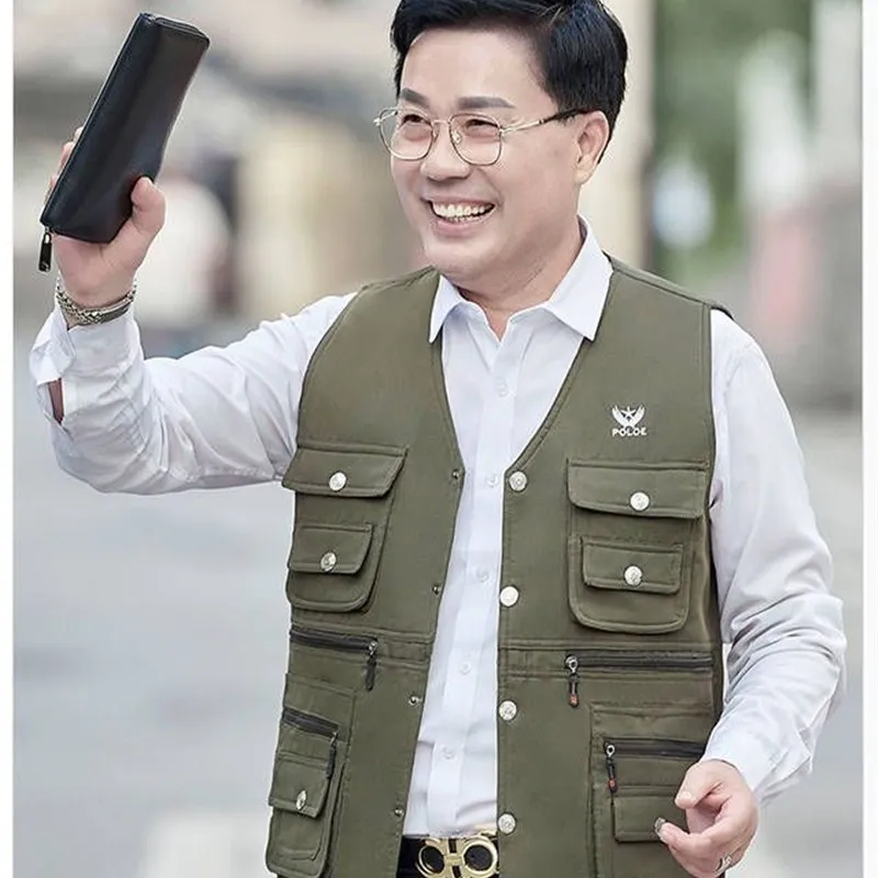 

Spring Autumn Workwear Vest Men's Multiple kets Cannon oulder Dad's Outdoor Fiing Photoaphy Utili Jaet Vest