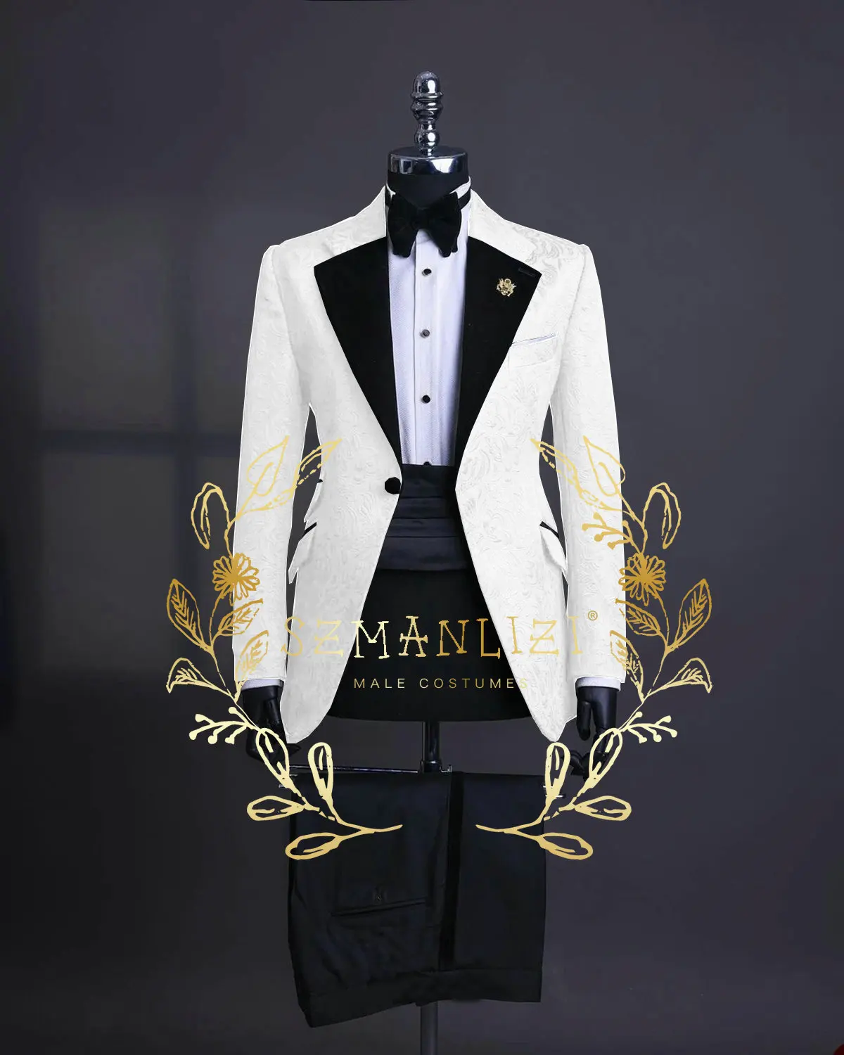 Ternos masculinos jacquard brancos, blazer personalizado, lapela de veludo, um botão, smoking de casamento, slim fit, feito sob medida, 2 pcs