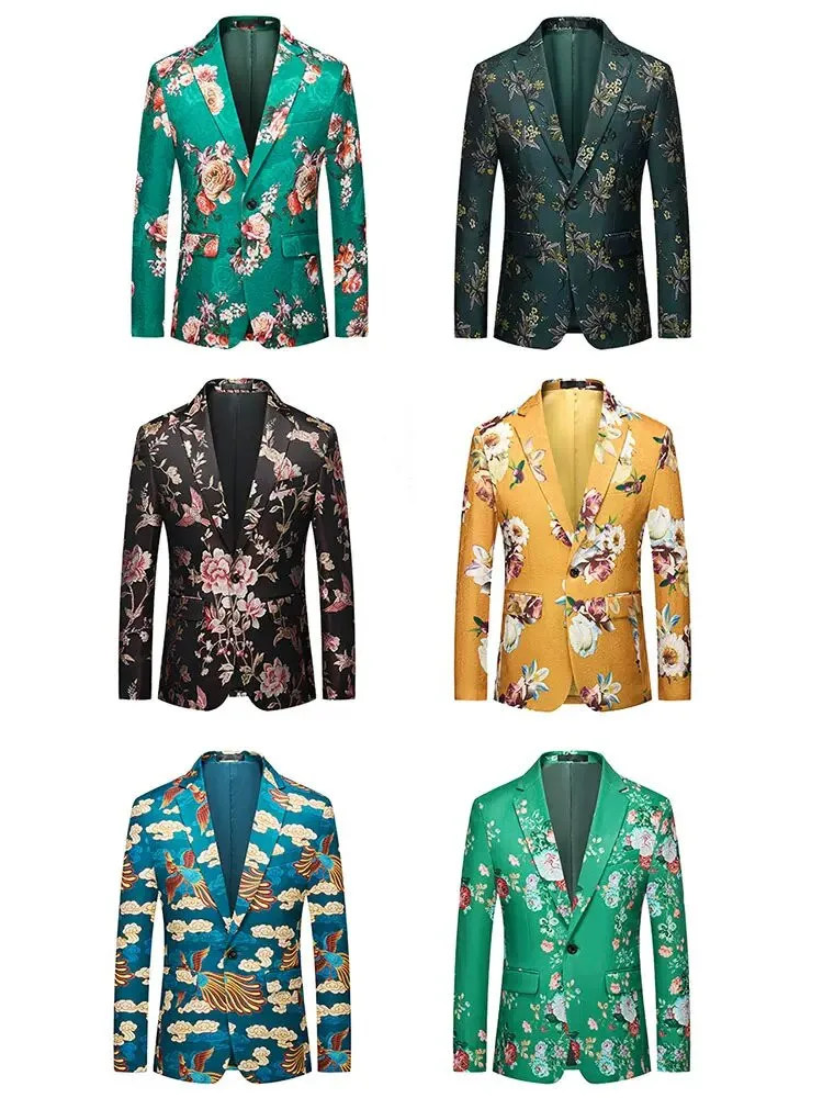 

Мужской модный костюмный пиджак с вышивкой, одежда для выступлений на сцене, облегающий крой, корейский стиль, весенне-осенняя одежда