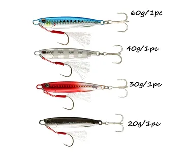 Richiamo di Pesca Metallo Jig 4 pz/lotto 20g 30g 40g 60g Jigging Richiamo Lungo Casting Maschere Cucchiaio Wobbler Esca Spigola Esche Da Pesca Pesca