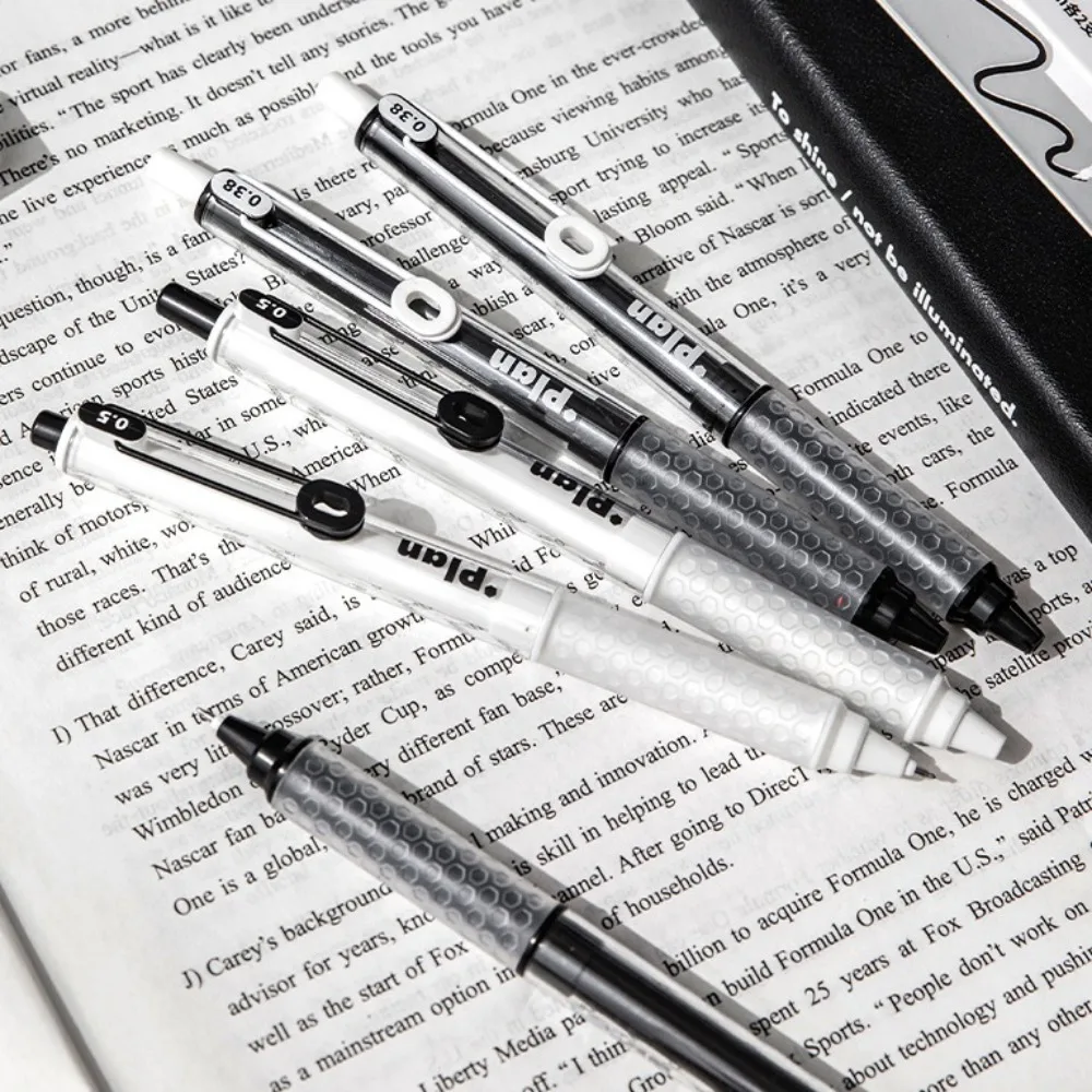 

4pcs/set Straight Liquid Soft Grip Press Gel Pen Black/Red/Blue Ink Large Capacity Liquid Rollerball Gel Pen Stationery 0.5mm