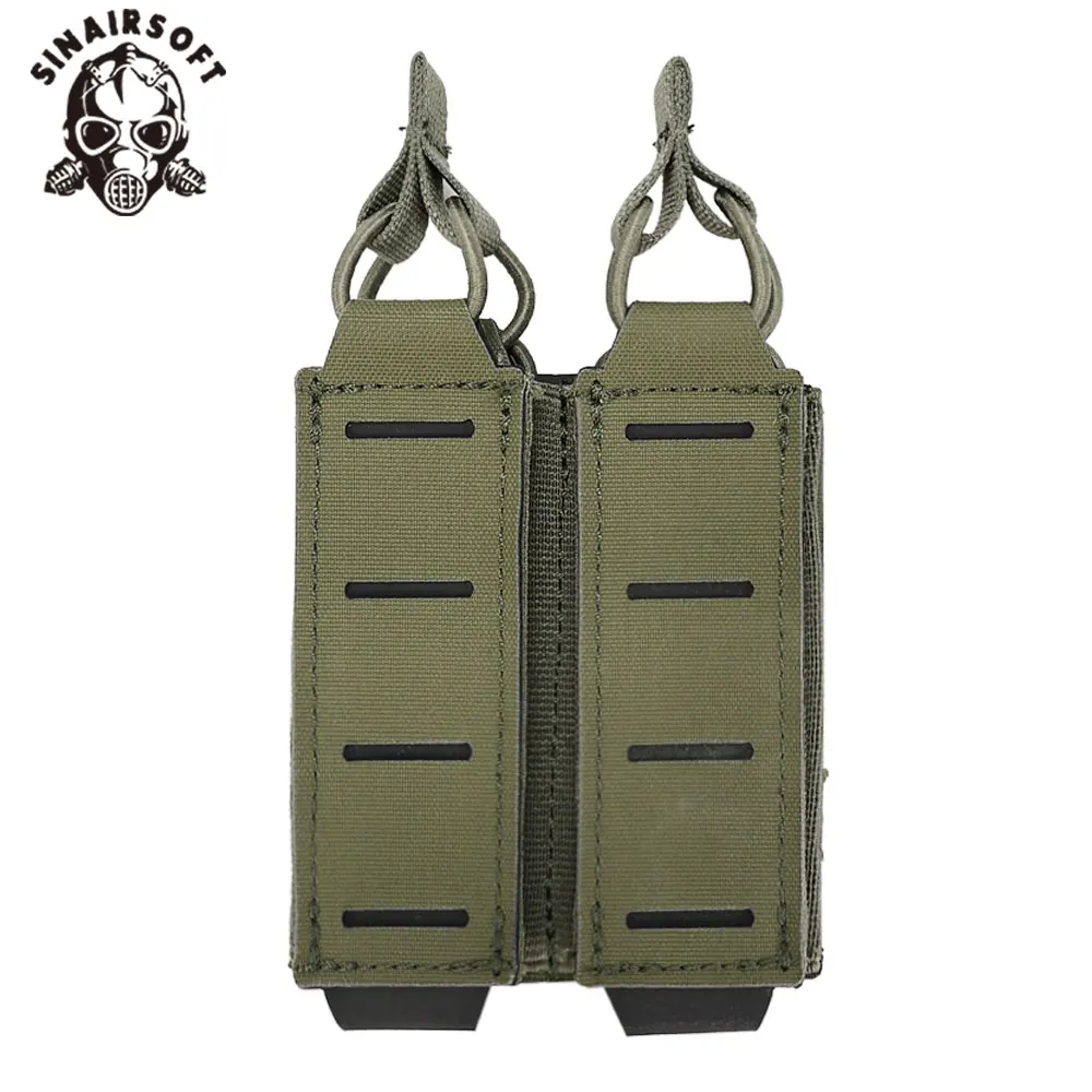 

Double 9mm Magazine Pouch MOLLE System Tactical Laser Cut Nylon Lightweight Mag Holder For BB Pistol Airsoft Hunting Accessories