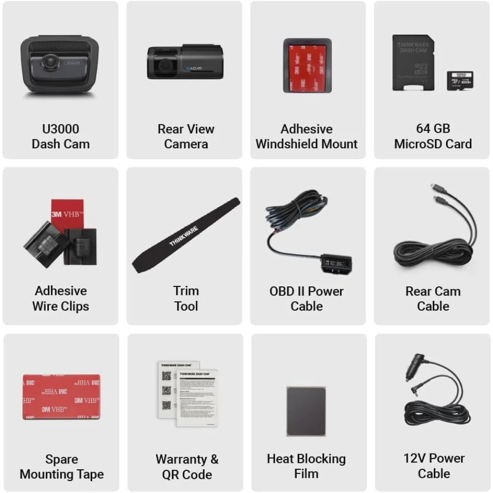 U3000 2CH 4K Front Dash Cam, 2K Rear Cam, STARVIS 2 Sensor Night Vision