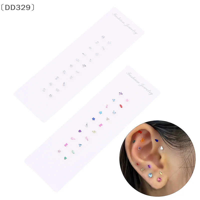 〔DD329〕20 Pcs/Sheets Ear Seed Acupuncture Auricular Alien Colored Diamonds Disposable Ear Stickers Massage Therapy Needle Patch