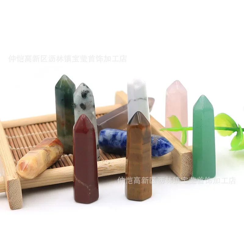 1pc Hexagonal Crystals 32x10mm Faceted Prism Natural Stones Gemstones Obelisk Tower Diy Wand Quartz Reiki Healing Minerals NS28