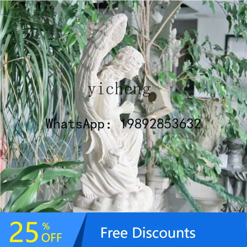 European outdoor prayer angel landing grass decoration handicrafts courtyard balcony resin ornament
