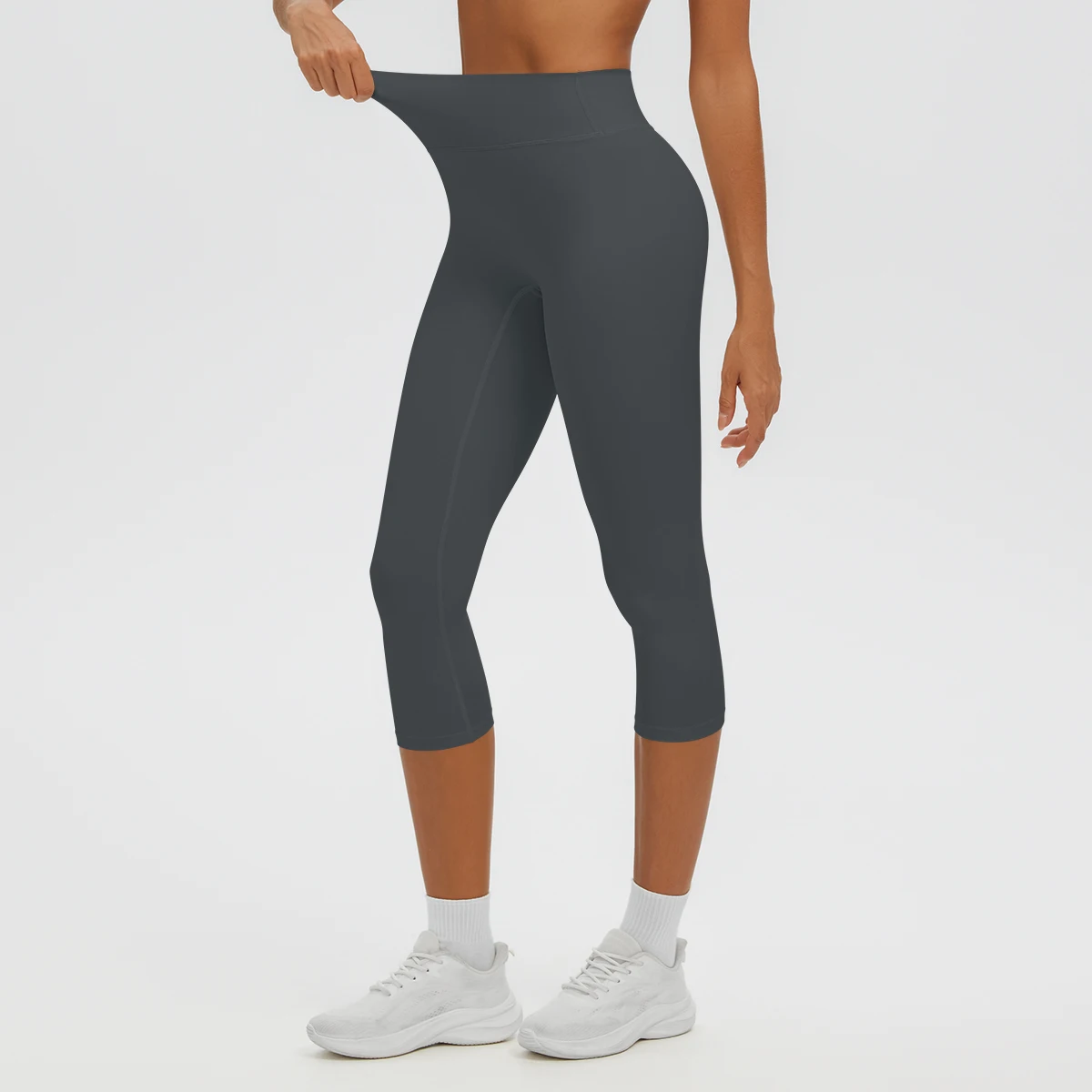 Damen-Yoga-Hosen in mittlerer Länge, einfarbig, mit hoher Dehnbarkeit, Damen-Leggings, Capri-Hosen, für Sommer, Sport, Fitnessstudio, Outdoor-Aktivitäten, Laufen, Damen-Hosen. – Detail 30