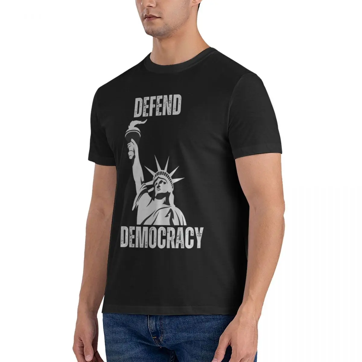 Men Liberty Cool T Shirts D-Democracy 100% Cotton Clothes Funny Short Sleeve Round Neck Tees Summer T-Shirts