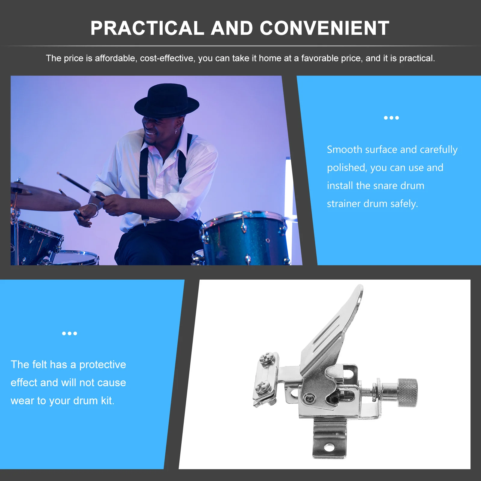 

1Set Snare Drum Regulator Metal Strainer Durable Anti-Rust Replacement Part for Drums Accessories Drum Wire Adjuster