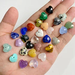12mm 2Pcs Top Driled Heart Shape Stone Pendant Natural Faceted Gem Stone Charms for Making Bracelet Necklace Earring Accessories