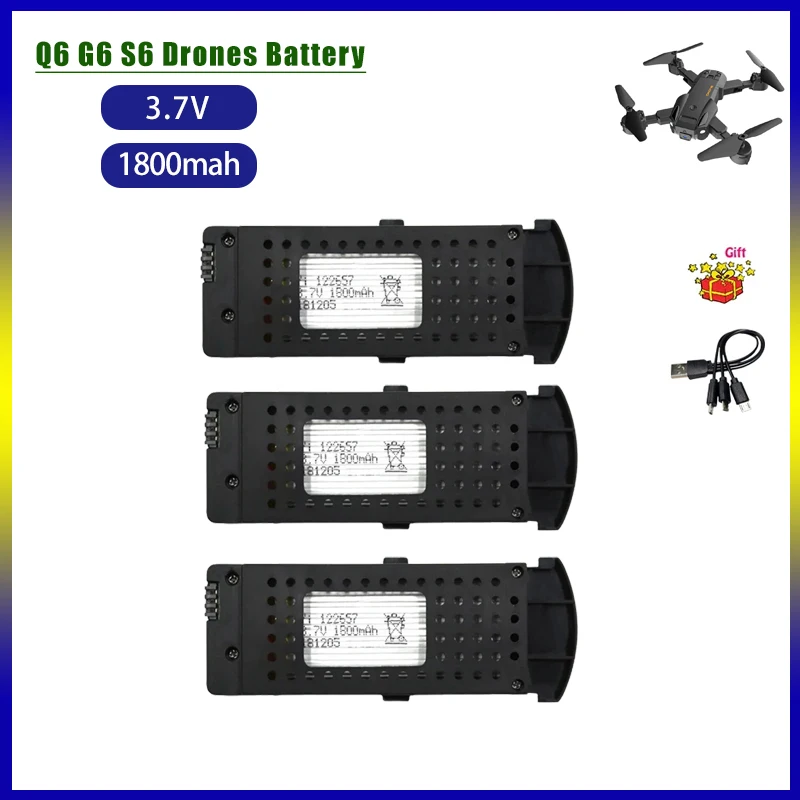 Q6 Drone Battery 3.7V 1800mAh Li-po Batteries G6 S6 Q6 8K RC Quadcopter Spare Parts For Q6 Drone Rechargeable Battery Packs