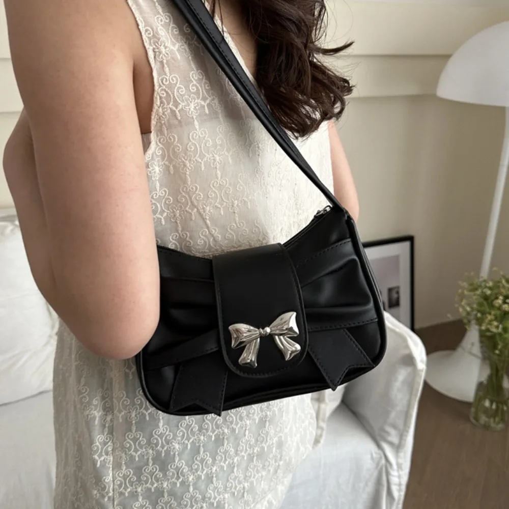 Trendy Bow Shoulder Bag Handbag Casual Underarm Bag Daily Commuting Bags PU Leather Lady Banquet Bag Business Women's Bags image 4