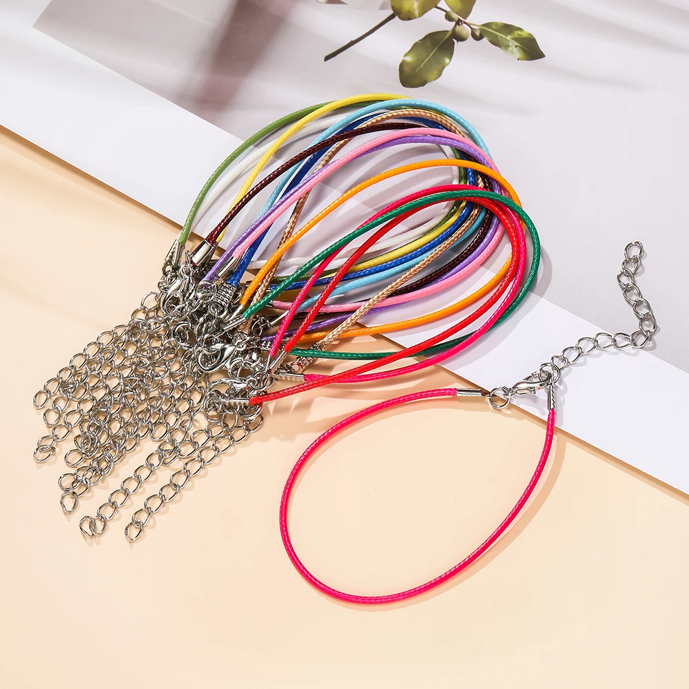 

10pcs/Lots 1.5/2mm PU Leather Bracelet Cord Kit Wax-Coated Braided Strings With Charms for Bracelet Jewelry Making Supplies